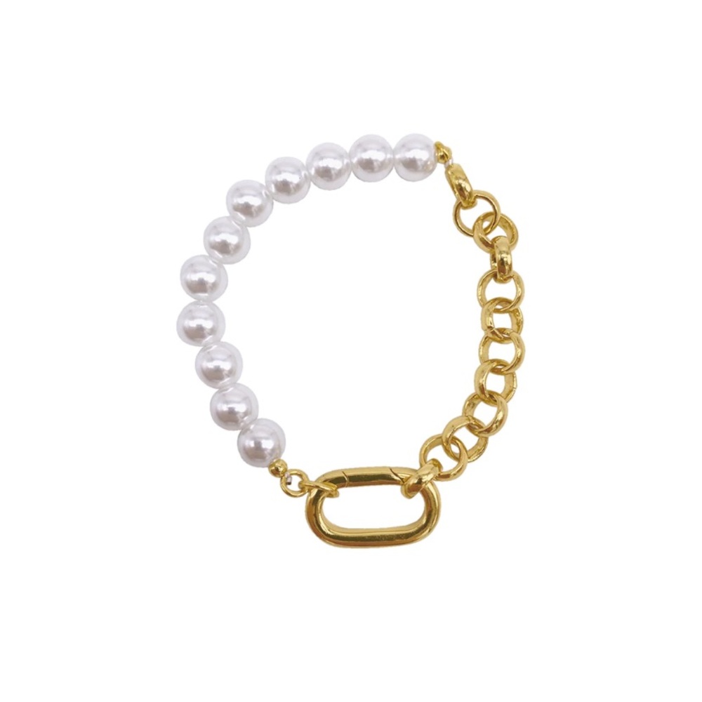 Pearl and Gold Chain Half and Half Bracelet